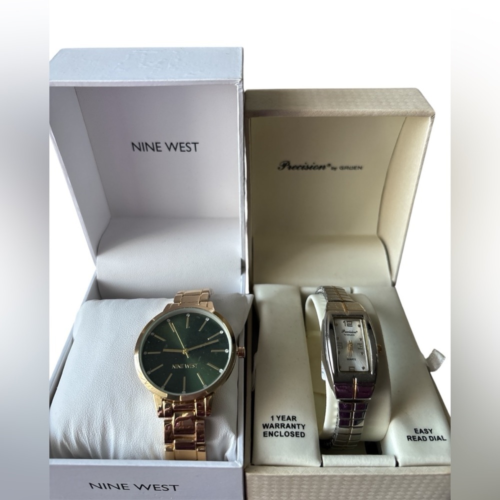 Bundle for 2..NWOT Nine West Gold Dark Green Watch and Precision by Gruen - Picture 2 of 4